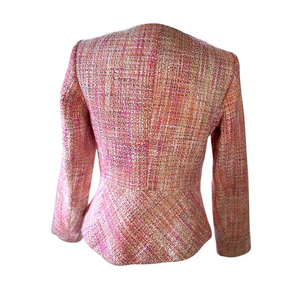 Vtg Talbots Pink Tweed Knit Blazer Jacket Size Small Wedding Guest Church Preppy - Picture 3 of 8